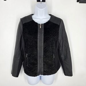 Alfani Petite Black Full Zip Tailored Travel Jacket 8 Petite